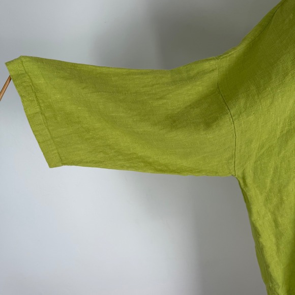 Bryn Walker Womens Large Lime Green 100% Linen Oversized Button Front Shirt USA - Picture 9 of 15